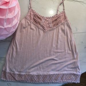 American Eagle Tank Top color blush pink size S/P lace top and bottom pre loved